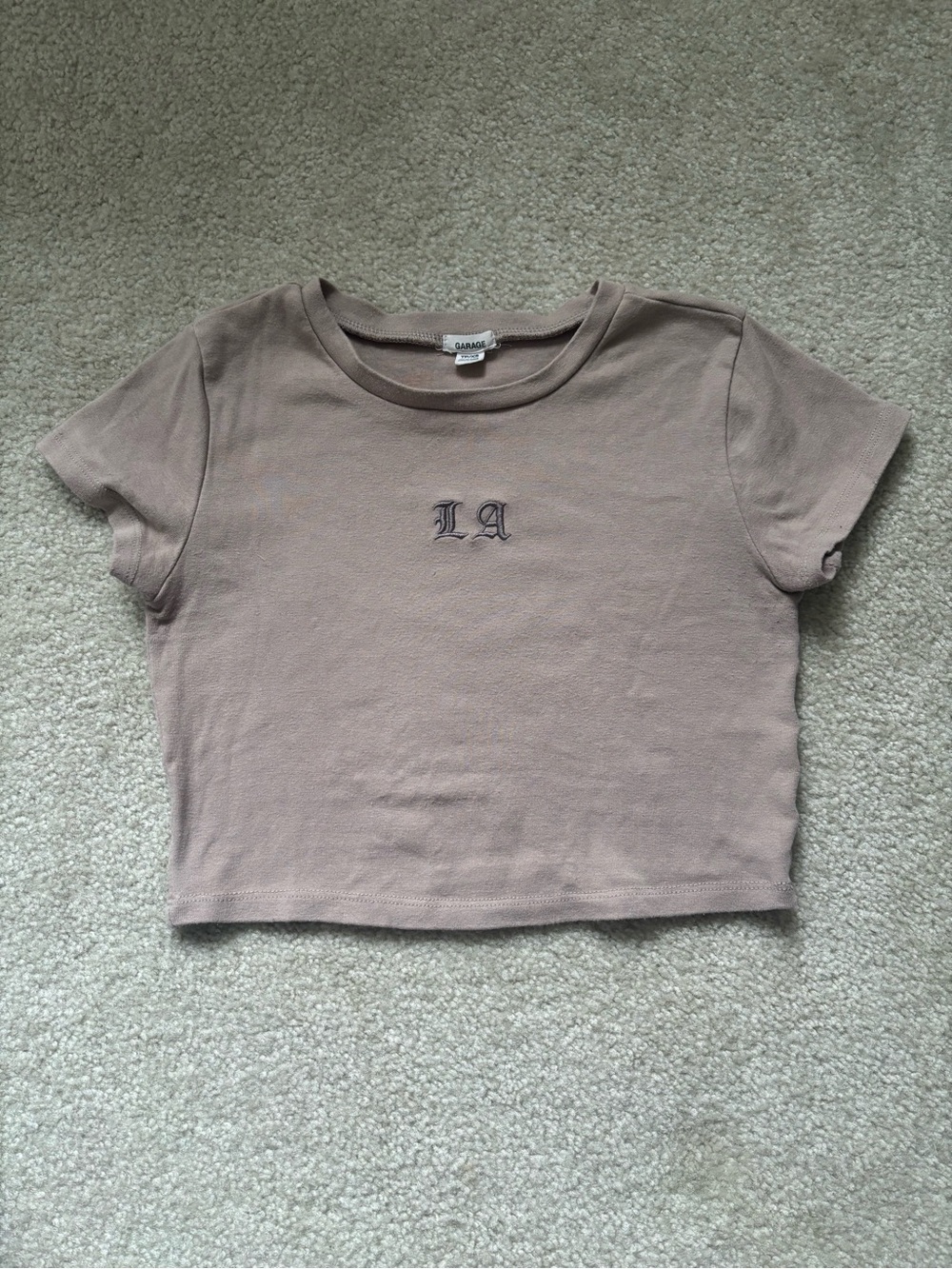 Garage Cropped “LA” Tee in Light Brown